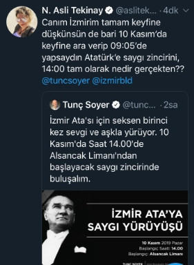 Tunç Soyer'e 10 Kasım tepkisi...