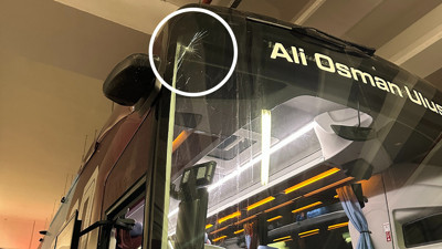 Trabzonspor otobüsüne 3. defa taşlı saldırı