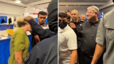 Uluslararası sularda haydutluk, limanda ahlaksız şov! Siyonist Ben Gvir, Sumud Filosu aktivistlerine hakaret edip saldırdı!
