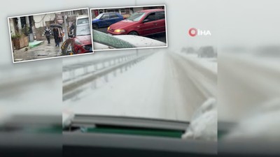 Beklenen kar İstanbul'a giriş yaptı! İstanbul Havalimanı yolu beyaza büründü... Kar kaç gün yağacak?