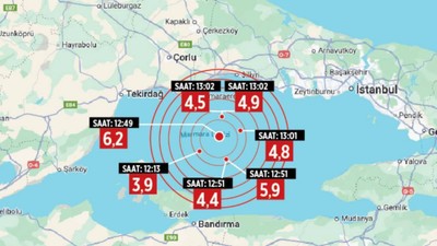 İstanbul depreminde ilçe ilçe hissedilen şiddet belli oldu! USGS haritayı paylaştı... Depremin en çok hissedildiği ilçe Beylikdüzü!