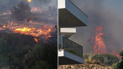 Çeşme'de yangın felaketi! Alevler villalara kadar ulaştı... Can kaybı var! Yangının sebebi elektrik hattı mı?