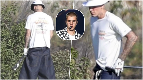 Justin Bieber golf sahasında çalılara işedi!