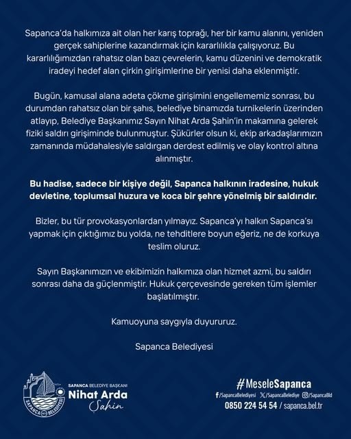 Sapanca Belediyesi binasında başkan Nihat Arda Şahin'e saldırı girişimi - Resim : 2