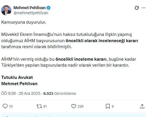 Tutuklu avukatı duyurdu! AİHM'den skandal İmamoğlu kararı dosyası öne çekiliyor