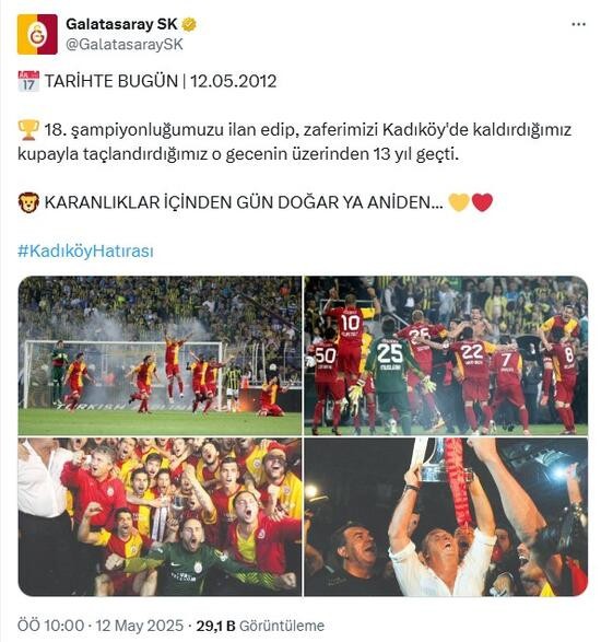 Galatasaray'dan Fenerbahçe'ye 12 Mayıs göndermesi