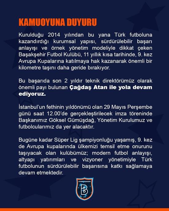 Başakşehir'den çok ilginç Çağdaş Atan kararı! Kulüp resmen açıkladı