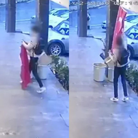 İstanbul'da bir hain Türk bayrağına el uzattı: Polisler peşinde