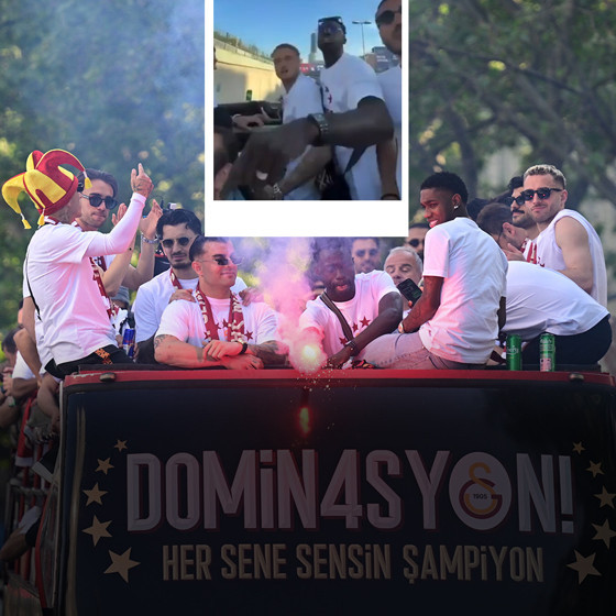 Galatasaraylı futbolcular az kalsın tünele çarpıyordu