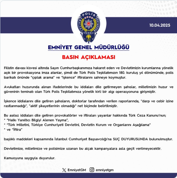 EGM o iddialar hakkında suç duyurusunda bulundu