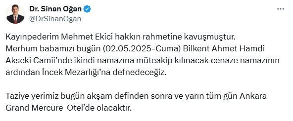 MHP'li Mehmet Ekici hayatını kaybetti, vefat haberini damadı Sinan Oğan duyurdu - Resim : 2