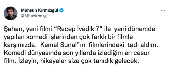 Mahsun Kırmızıgül'ün 'Recep İvedik 7' değerlendirmesi tepki çekti