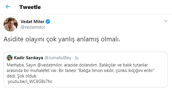 Vedat Milor'dan SuperHaber mikrofonuna konuşan balıkçıya yanıt: Asidite olayını çok yanlış anlamış olmalı!