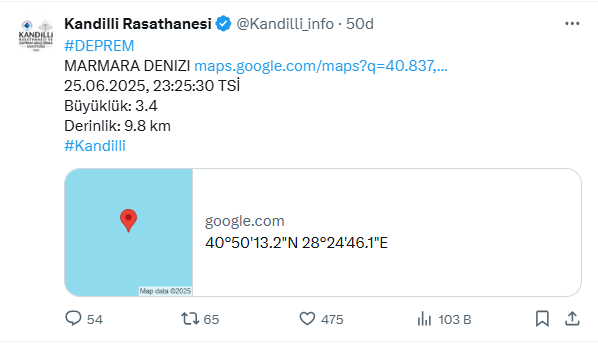 Büyükçekmece açıklarında gece yarısı korkutan deprem!