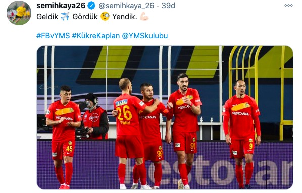 Semih Kaya'dan galibiyet sonrası Fenerbahçe paylaşımı