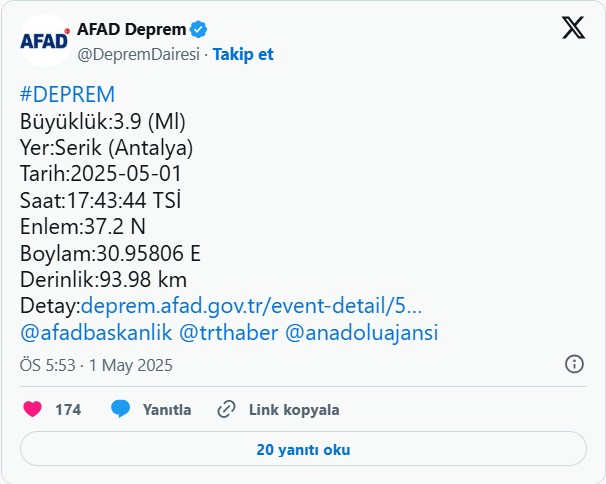 Korkutan deprem! Bu kez de Antalya sallandı
