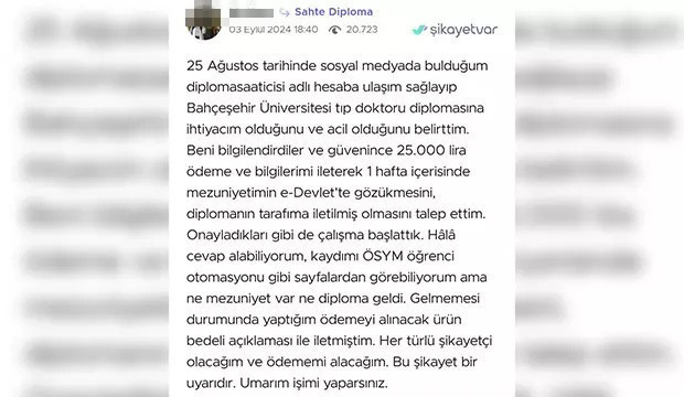 Pişkinliğin bu kadarı! Sahte diploma sipariş edip gelmeyince dolandırıldık diye yakındılar... - Resim : 6