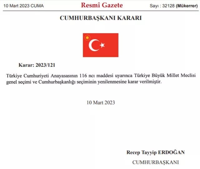 Seçim kararı Resmi Gazete'de yayımlandı!