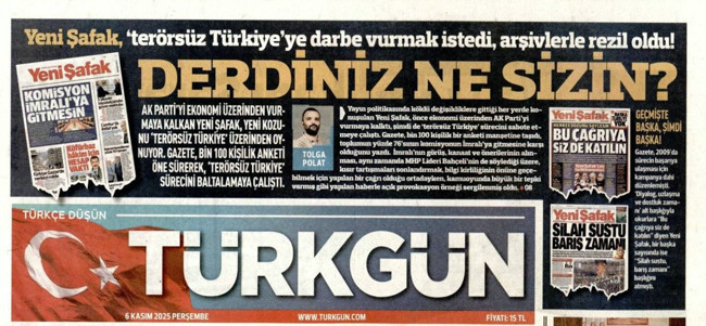 Yeni Şafak'ın "Komisyon İmralı’ya gitmesin" manşeti gündemi sarstı! MHP’nin yayın organı Türkgün, Yeni Şafak'a sürmanşetten seslendi: Derdiniz ne sizin? - Resim : 2