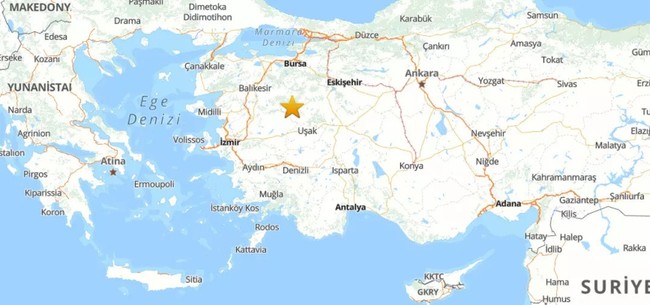 Kütahya'da 4.5 büyüklüğünde deprem meydana geldi