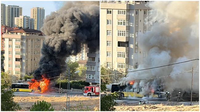 Seyir halindeyken motoru tutuştu: Ümraniye'de İETT otobüsü yandı! Yolcular son anda kurtuldu