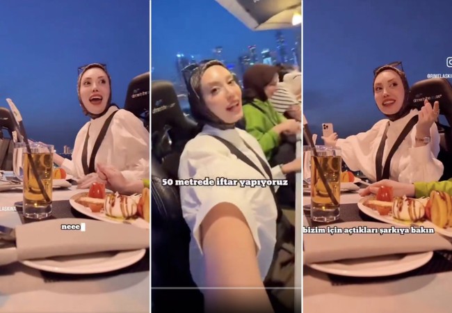 Dubai'de gökyüzünde iftar! Şımarık, zengin ve muhafazakar Türk kızların görgüsüzlük şovu!
