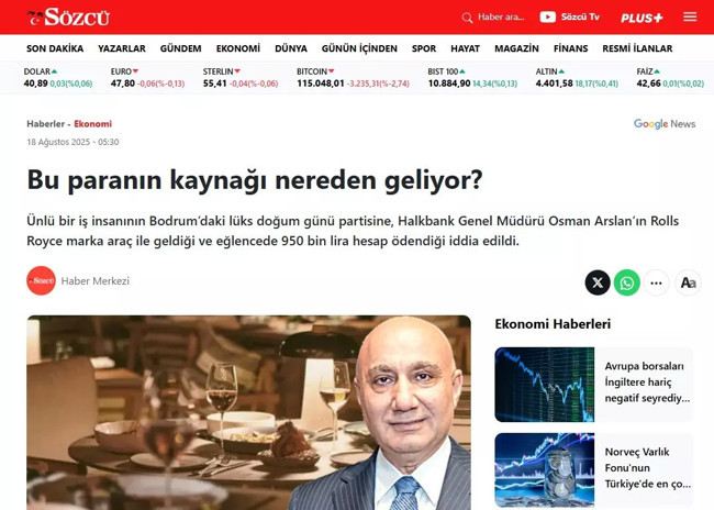 Halkbank'a itibar suikastı… Genel Müdür Osman Arslan’ı hedef alan yalan haber yargıya taşınıyor!