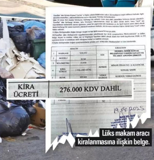Çöp dağlarıyla boğuşan Konak’ta skandal! CHP’li başkana 276 bin TL’lik makam aracı