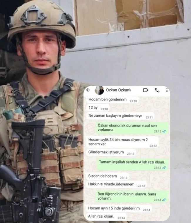 Şehit Özkan Özkanlı'nın yetim öğrencilere burs verdiği ortaya çıktı... Yürek burkan mesajlaşma...