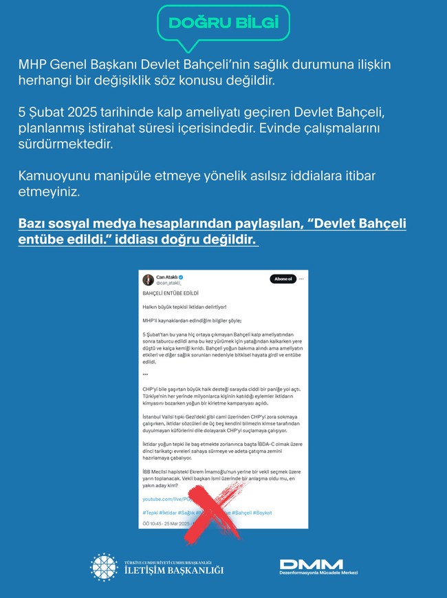 Devlet Bahçeli entübe mi edildi? DMM'den açıklama geldi! İddialar yalanlandı...