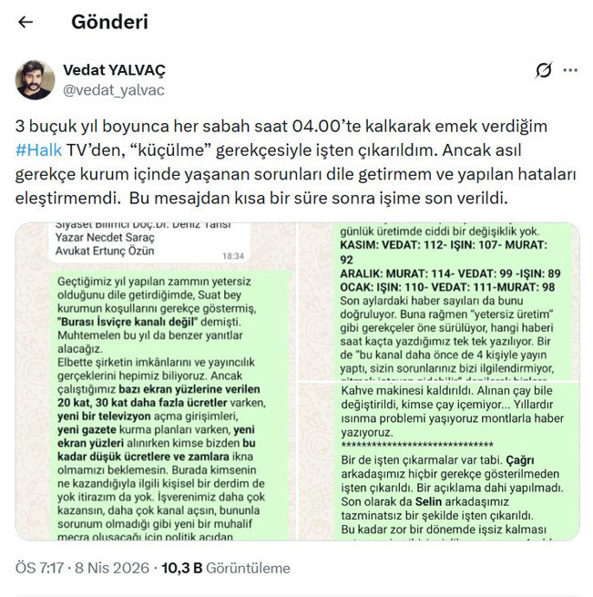 Halk TV dökülüyor! İşten çıkarılanlar kanaldaki durumu ifşa etmeye başladı - Resim : 2
