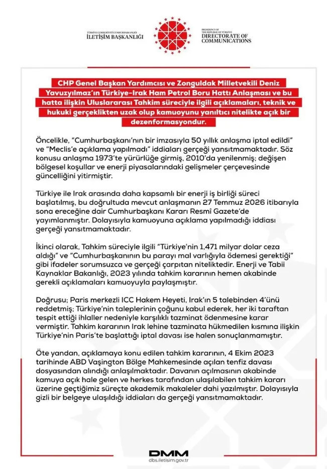 DMM, "Türkiye-Irak Ham Petrol Boru Hattı Anlaşması" ile ilgili iddiaları yalanladı! - Resim : 2