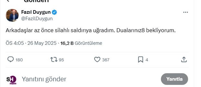 Gazeteci Fazıl Duygun, silahlı saldırıya uğradı!