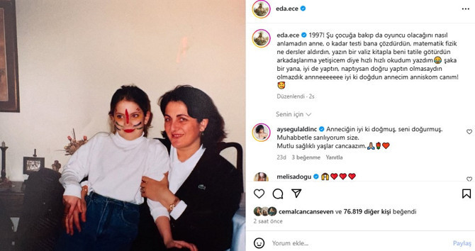 Eda Ece’den 27 yıl öncesine götüren fotoğraf! 'Oyuncu olacağımı nasıl anlamadın anne?'