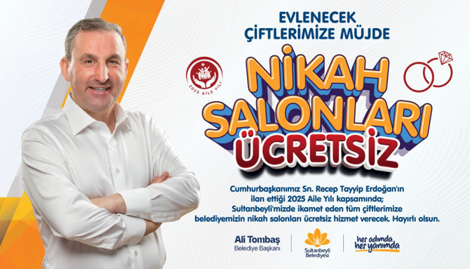 Sultanbeyli Belediyesi nikah salonları artık ücretsiz hizmet verecek