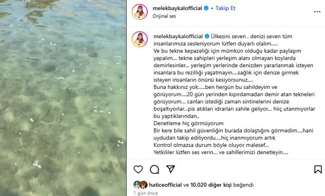 Melek Baykal, Bodrum sahilini paylaştı! ''Deniz idrar rengi'' diyerek isyan etti