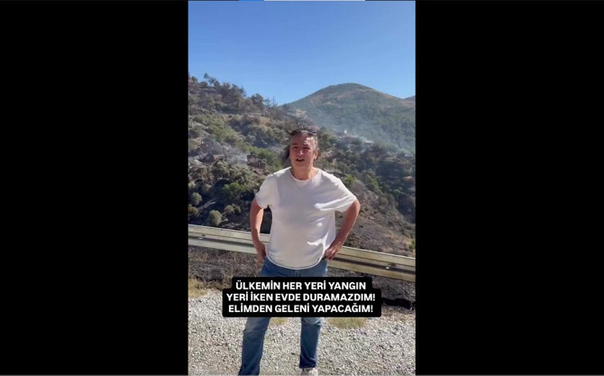 Ünlü sanatçı Çelik, yangın bölgesine destek için harekete geçti! "Arazi aracımla su ve hasta taşırım"