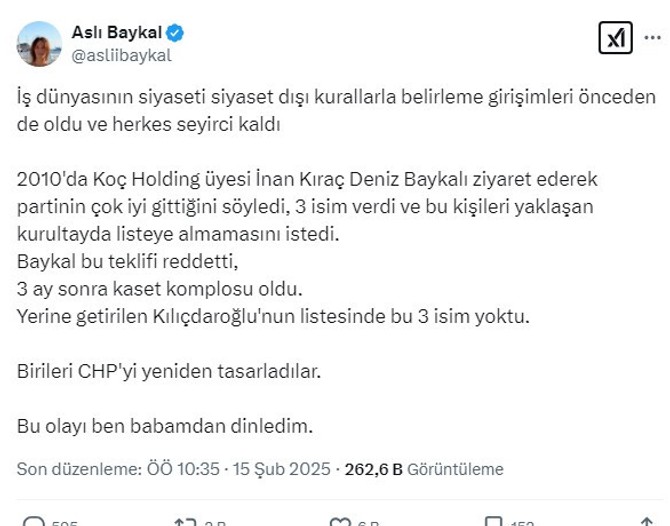 Deniz Baykal'a kaset kumpasının arkasında TÜSİAD mı var? Aslı Baykal'dan çarpıcı iddia