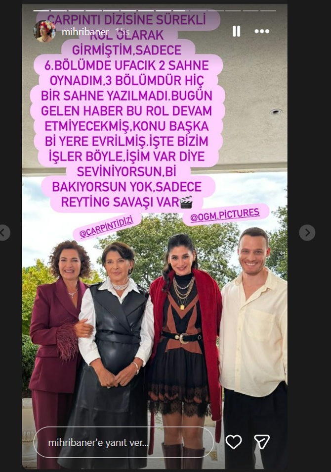 Çarpıntı dizisinde kriz çıktı! Mihriban Er kadrodan bir anda çıkarılınca isyan etti