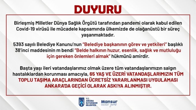 Ankara'dan sonra İzmir Büyükşehir Belediyesi de 65 yaş üstü ücretsiz toplu taşım kartlarını iptal etti...