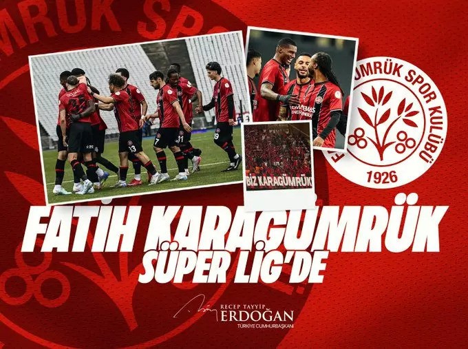 Cumhurbaşkanı Recep Tayyip Erdoğan'dan Fatih Karagümrük'e tebrik