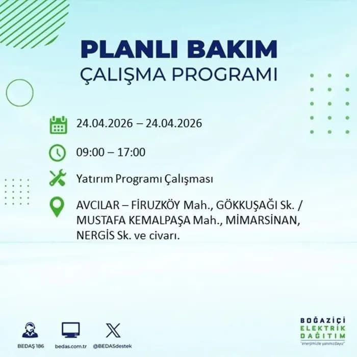 İstanbul'da yaşayanlar dikkat! Birçok ilçede elektrik kesintisi yaşanacak: İstanbul elektrik kesintisi sorgulama 24 Nisan 2026 - Fotoğraf: 21