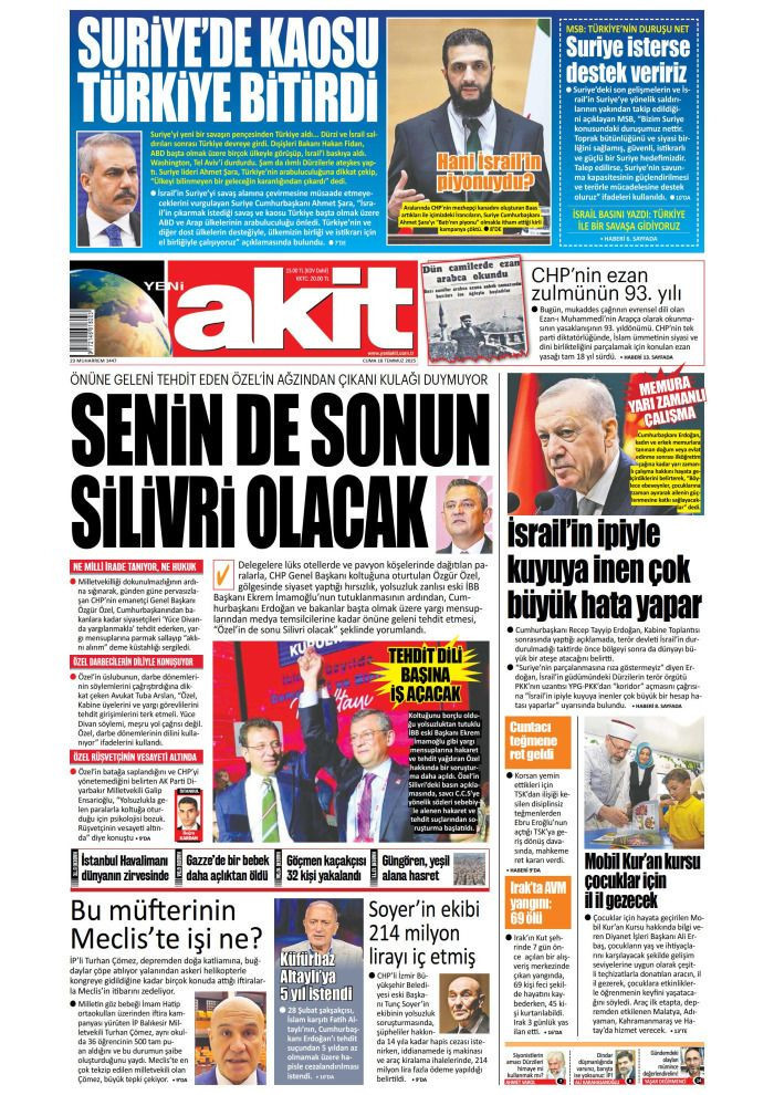 Suriye'ye desteğe hazırız! 18 Temmuz 2025 Gazete Manşetleri (1. Sayfalar) - Fotoğraf: 3