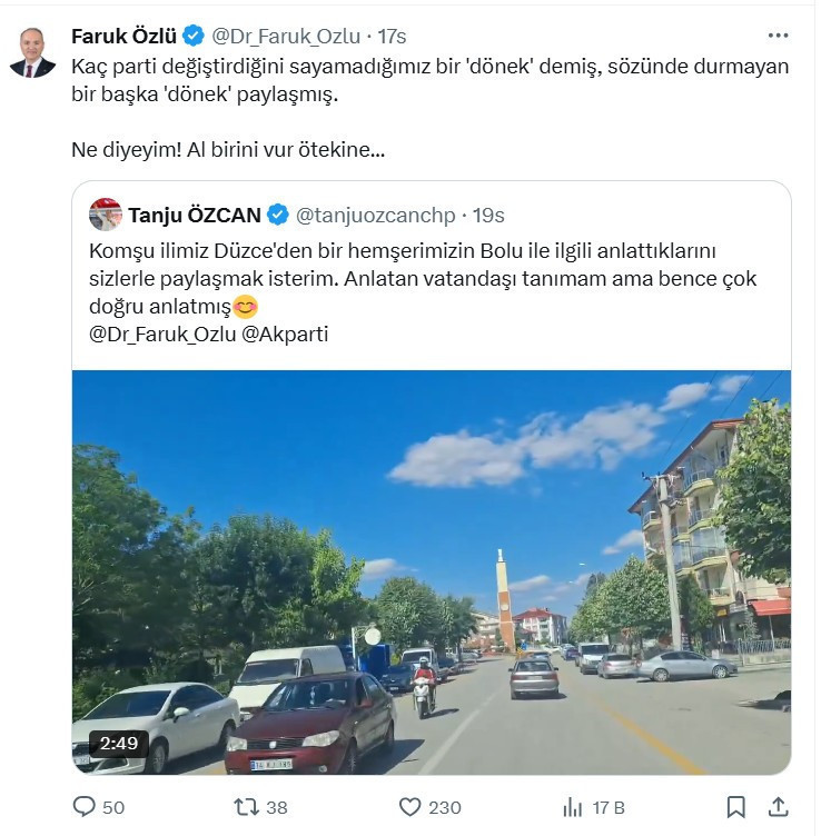 Sosyal medyada Faruk Özlü & Tanju Özcan kapışması... "Kaç parti değiştirdiğini sayamadığımız bir dönek"