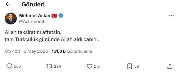Mehmet Aslan kudurdu, Önder'in vefatının ardından paylaşımları tepki çekti