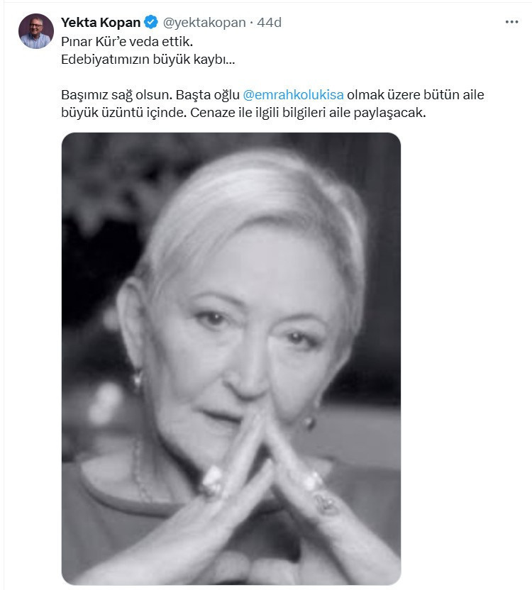 Edebiyat dünyasının acı kaybı... Ünlü yazar Pınar Kür 82 yaşında vefat etti