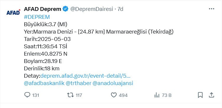 İstanbul'da korkutan sarsıntı! 4.0 büyüklüğünde bir deprem daha