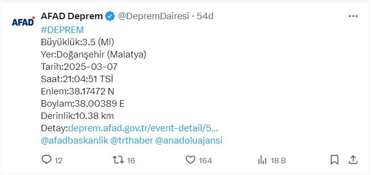 Malatya iftar sonrası sallandı! AFAD: Deprem 3.6 büyüklüğünde