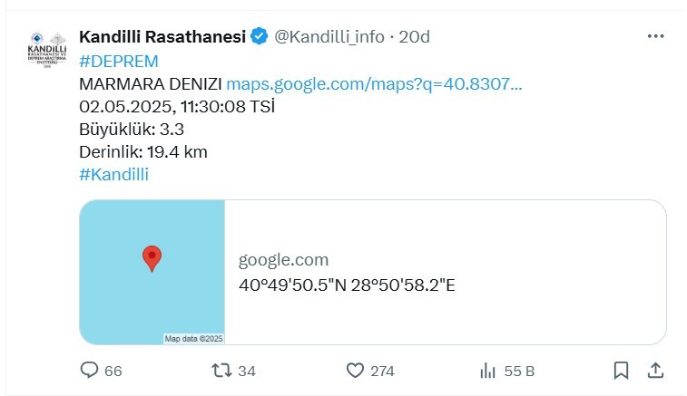 İstanbul'da hissedilen artçı sarsıntı! Depremin büyüklüğü 3.3 açıklandı