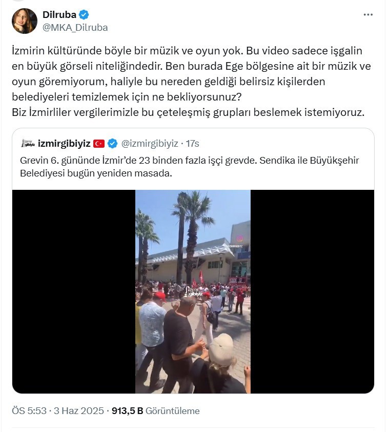 Dilruba yine ortalığı karıştırma peşinde! İzmir'deki grevle ilgili skandal paylaşımına tepki yağdı - Resim : 2